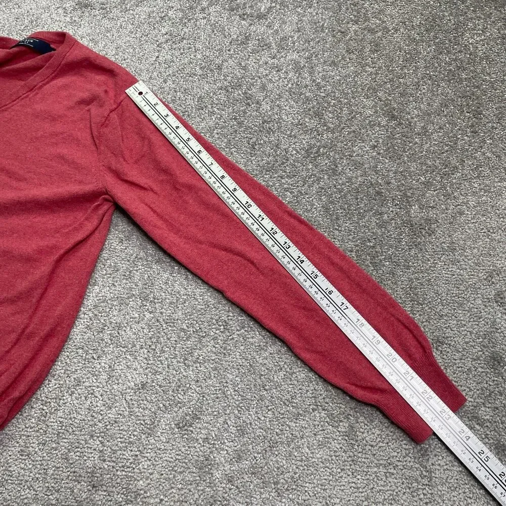 J.Crew Pullover Sweater Mens Medium Red V-Neck Cotton Cashmere Business Casual